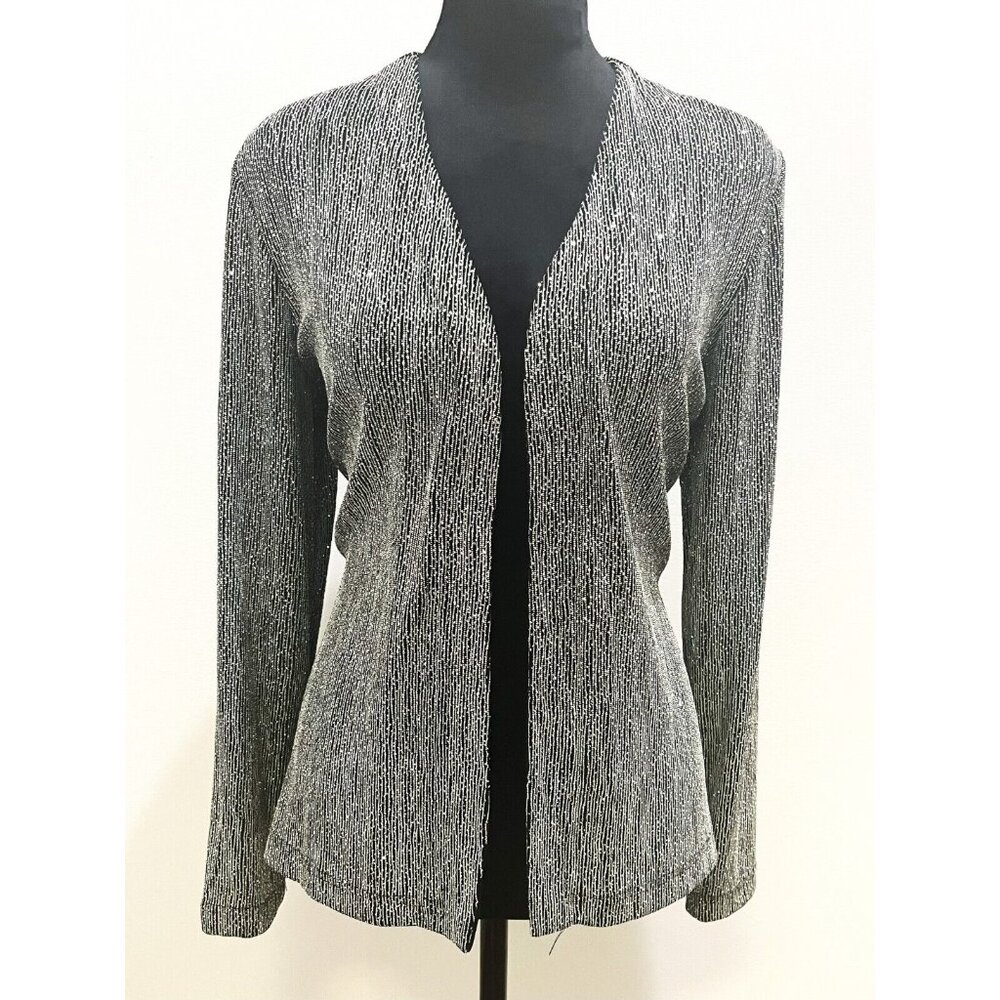 VTG Ronni Nicole by Ouida Sz Med Sparkly Party Cardigan Jacket Bling Shimmer